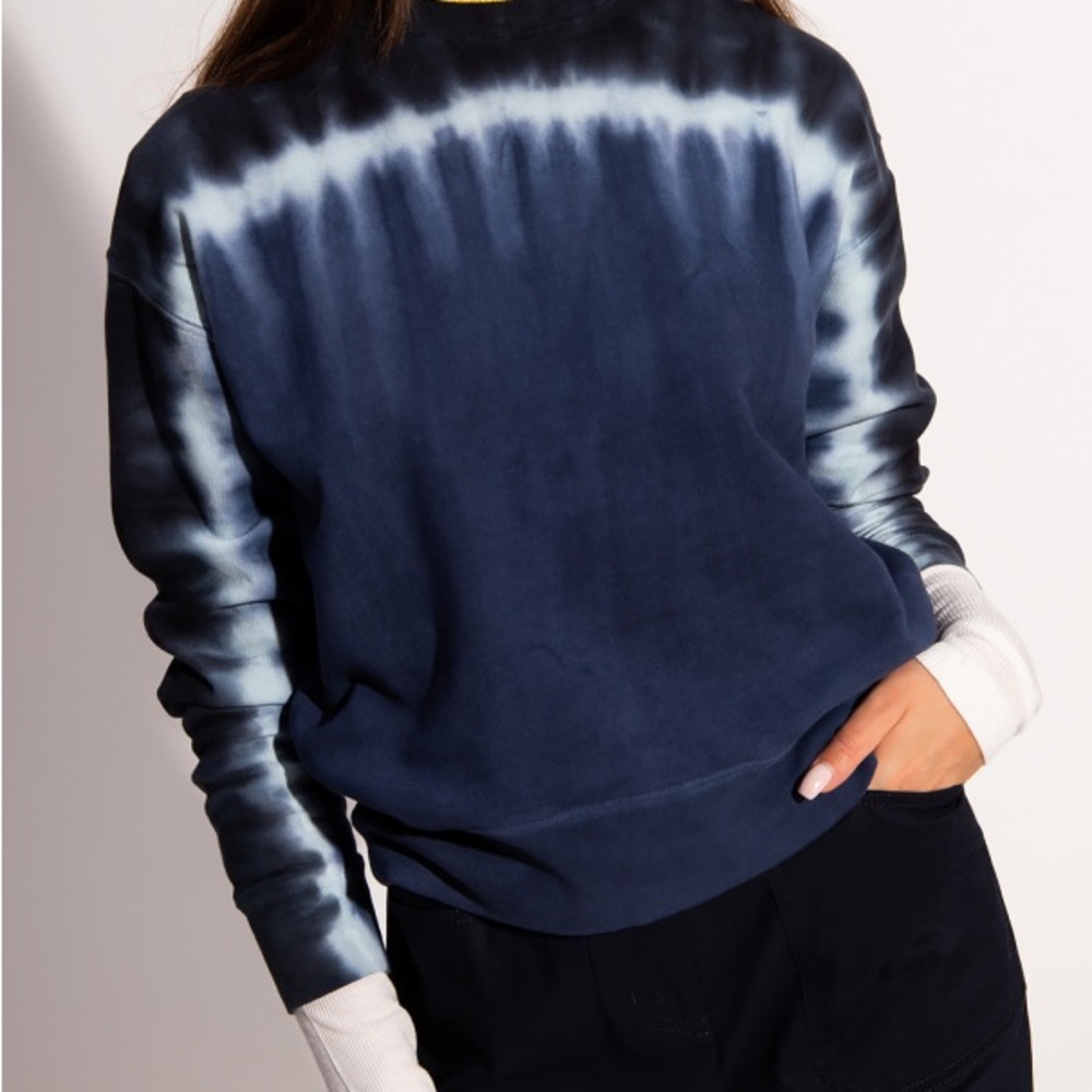 Proenza Schouler Navy and White Tie-Dye Sweatshirt